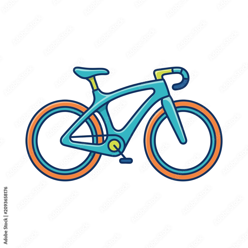Fototapeta premium A colorful illustration of a modern bicycle on white background