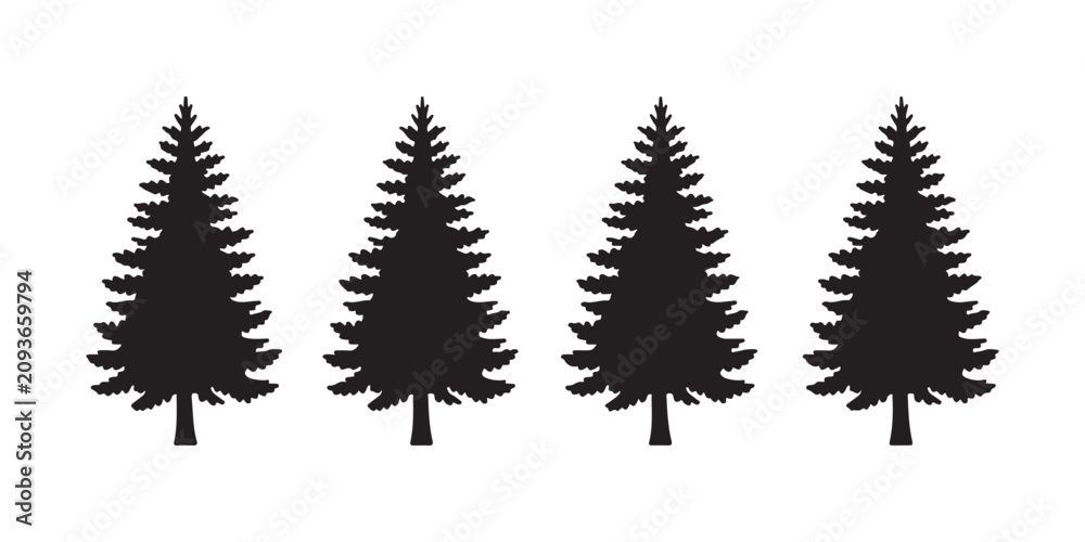 Obraz premium Set of black fir trees silhouette collection isolated on transparent background for graphic design art.