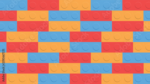 Colorful toy building block pattern background featuring interlocking brick elements in a playful design.