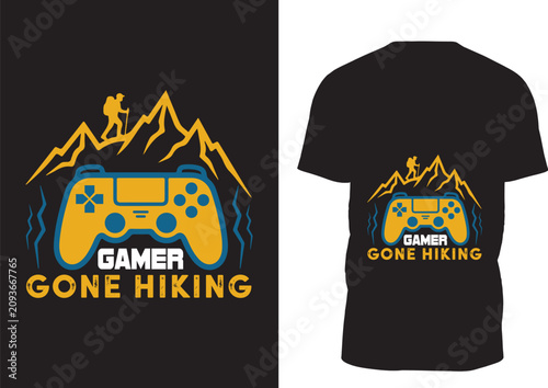 Hiking Gamer T-Shirt, Outdoor Gaming Graphic Tee, Nature Lover Gift, Camping Adventure Shirt Design	