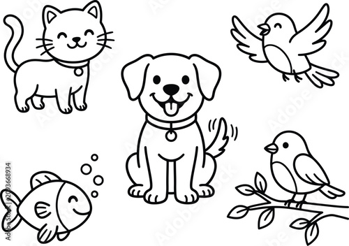 Bild auf Leinwand Cute cartoon animals collection for kids and pet lovers