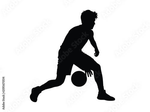 Person Dribbling Basketball In Action Pose