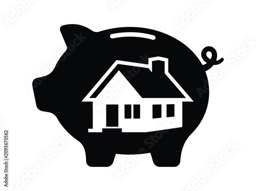 Piggy Bank With House Illustration