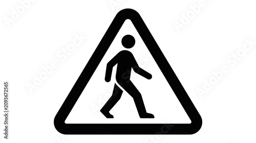 Pedestrian crossing warning sign silhouette icon