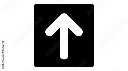 Upward arrow navigation symbol on black background