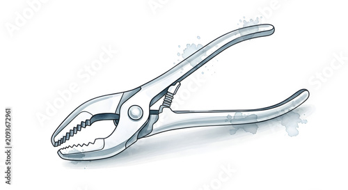 Handheld Metal Pliers Tool Illustration for Mechanical Repairs and Home Maintenance Projects