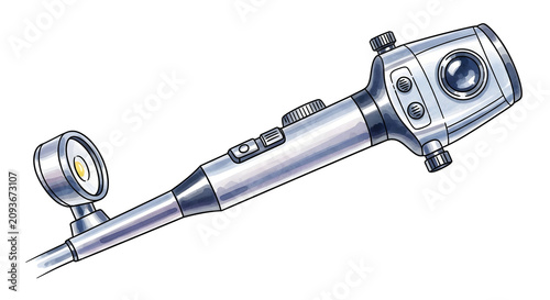 Detailed Medical Endoscope Diagnostic Tool Illustration for Gastroenterology and Minimally Invasive Surgical Procedures