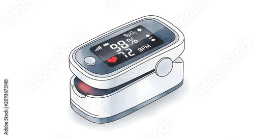 Digital Fingertip Pulse Oximeter Device for Measuring Blood Oxygen Saturation Levels and Heart Rate Monitoring