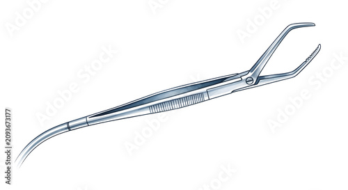Detailed Medical Illustration of a Precision Surgical Instrument for Delicate Clinical Procedures and Operating Room Equipment