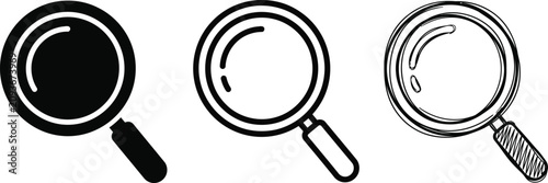 Canvastavla Magnifying glass icon set showing solid outline and detailed sketch style icons