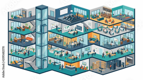 Modern office building interior design.