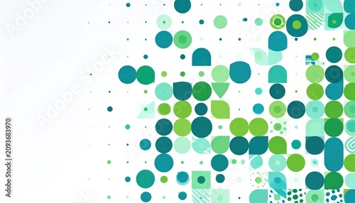 Abstract green geometric circle pattern on white backdrop.