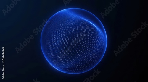 3D Rendered Illustration of DNA Molecule and Bacteria with Glowing Blue Energy Sphere, Plasma Light, Science Globe, and Futuristic Space Background