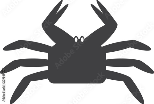 Black Crab Isolated Icon. Editable vector illustration stroke. Transparent background.
