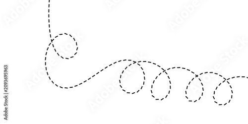 Konstfotografi Whimsical dashed line tracing an elegant and dynamic curved path with playful lo