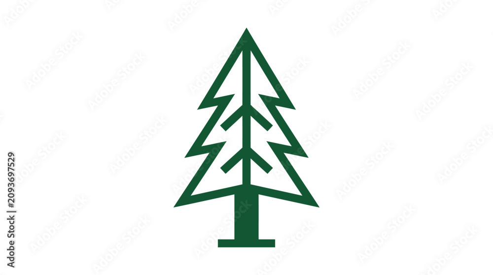 Obraz premium A simple green pine tree illustration on a white background for design