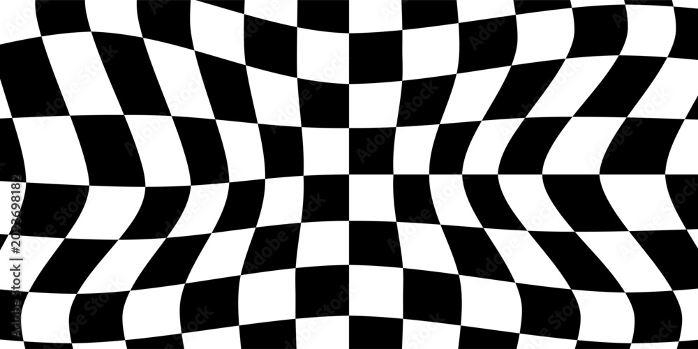 Obraz premium Black and White Checkerboard Floor Pattern With Dramatic Perspective and Optical Illusion Effect