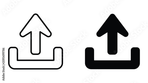 Upload button icon set in linear and solid style with interface, internet