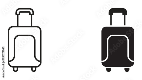 Travel suitcase luggage baggage trolley icons with suitcase vacation transport