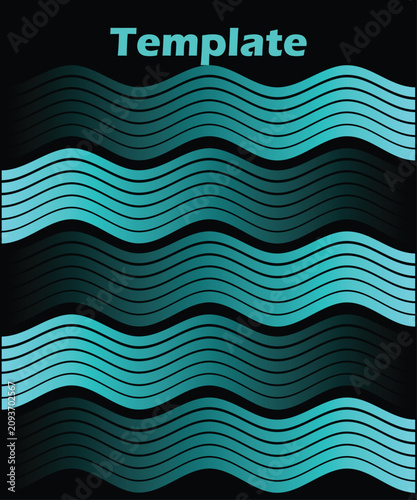 Canvas Print Wavy lines pattern in shades of teal and dark green