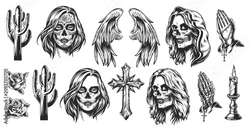 Quadro su tela Dark art skulls symbols