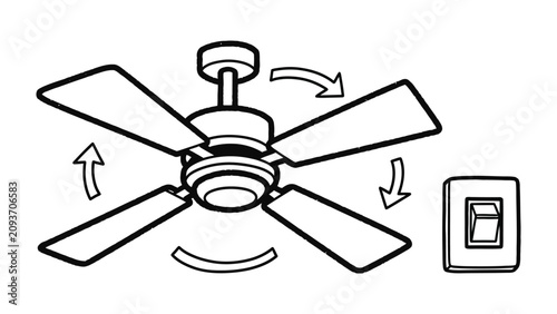 Photos Ceiling fan operation and light switch line drawing