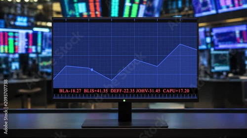Stock market ticker monitor close up