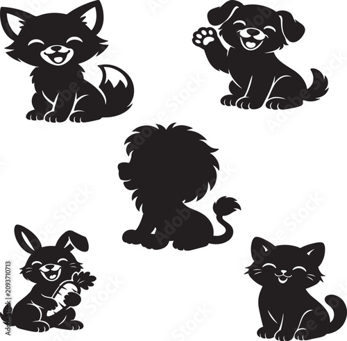  set of silhouettes of animals