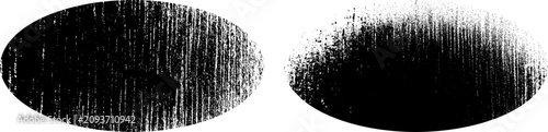 Foto Black horizontal ellipse set featuring distressed rough textures and abstract vertical noise patterns