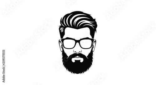 Canvastavla Man with beard and glasses stylish portrait