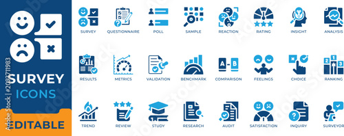 Schilderij op canvas Survey and Feedback Solid Icon Set