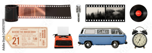 PNG Vintage objects evoke nostalgia on transparent background
