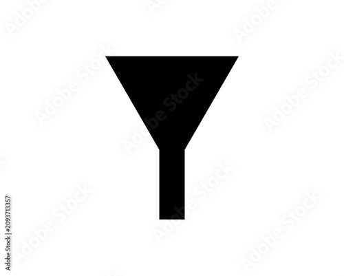 Obraz na plátně A simple black silhouette of a funnel, a common laboratory or kitchen tool, depicted on a clean white background