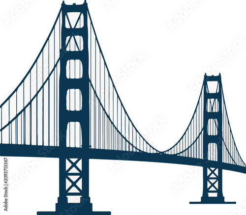 Golden gate bridge iconic suspension structure vector illustration