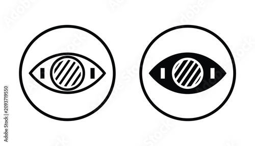 Принти на полотні Abstract vision and observation eye symbol set with striped iris design for secu