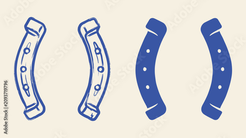 Billede på lærred Hand drawn blue curved bracket and parenthesis vector icons in sketchy outline a