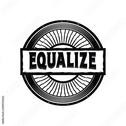Fotografía Circular equalize badge or stamp design with vintage aesthetic in black and whit