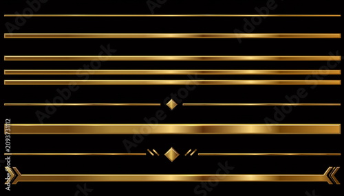 Luxury golden borders and dividers set 豪華な金の罫線セット