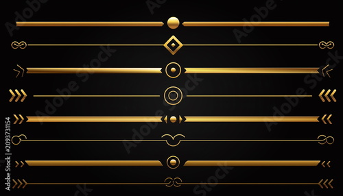 Elegant geometric gold dividers set エレガントな金の区切り線