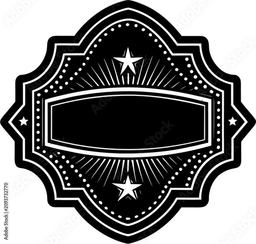 Black and white starburst label icon with blank space