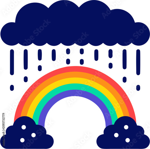 Rainbow with clouds and rain