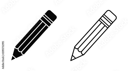 Photography Pencil Silhouette On White Background Two Variations Of Writing Implement