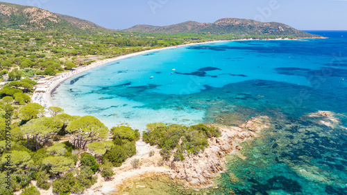 Canvastavla Aerial view of Plage de Palombaggia on the southeast coast of Corsica, France, f