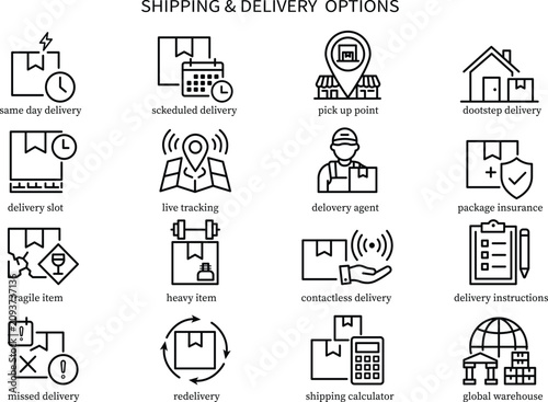 Bild auf Leinwand 16 Food Delivery & Courier Line Icons 2026 For Restaurant App - Editable Stroke Eps