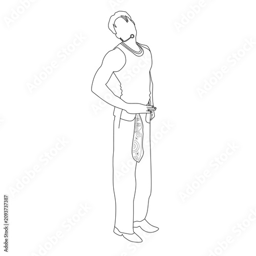 Canvas Print Minimalist Male K-Pop Idol Line Art Illustration Performing on Stage