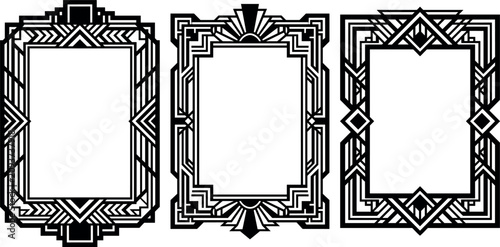 Slika na platnu Set of three decorative rectangular frames with intricate geometric art deco style design