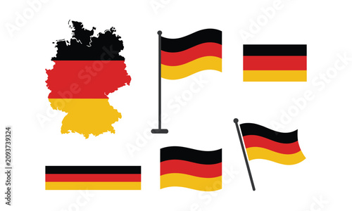 German National Symbols: A collection of iconic symbols representing Germany. nation graphic, country emblem, flag design.