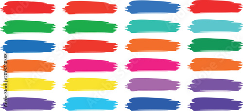 Abstract colorful paint smears collection featuring thick brush textures and bright swatch spots. Vector Illustration