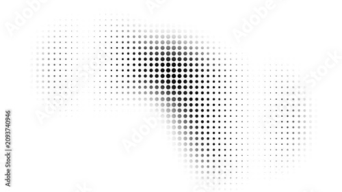 Black halftone dot gradient abstract background with fading dots loading animated pattern on transparent background