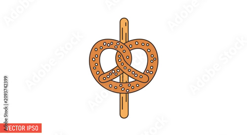Pretzel on a wooden stick snack.